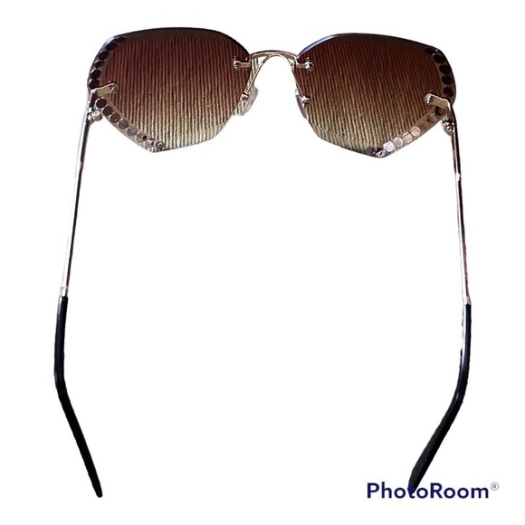 Rhinestone Fashion Retro Rimless Crystal Party Sunglasses - Picture 3 of 6